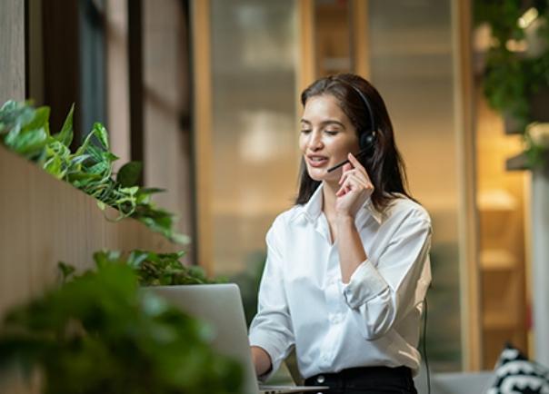 woman looking at phone