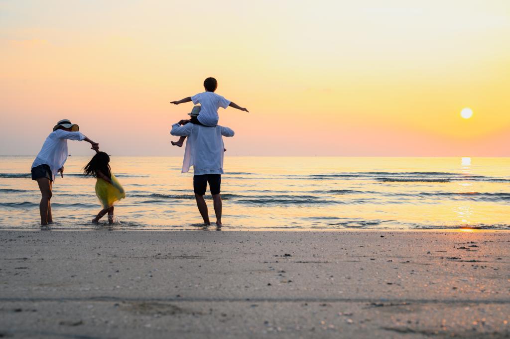 Family at beach