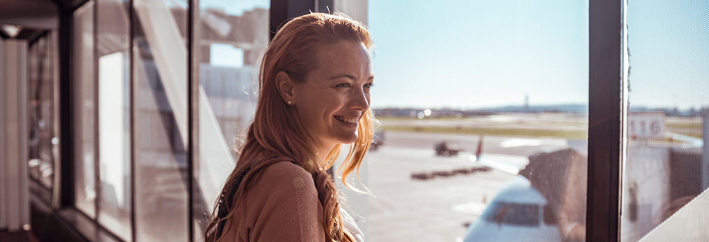 Woman at airport gate