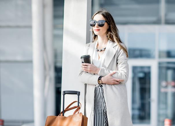 Woman standing outside the airport