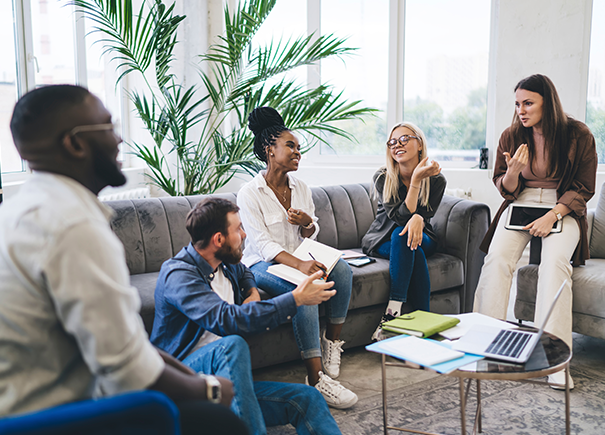 Remote workers attending an offsite event